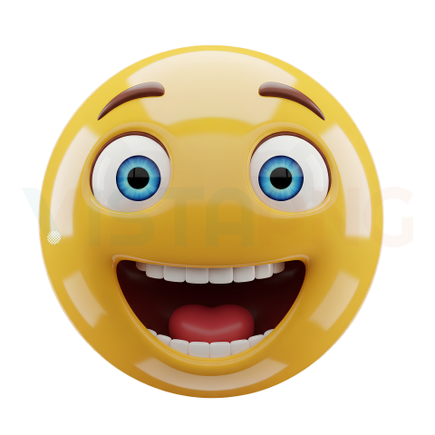 3D Emoji Mouth Open Happy Excited PNG Free Download
