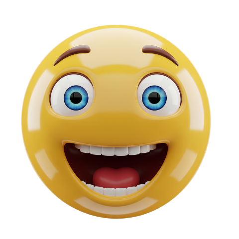 3D Emoji Mouth Open Happy Excited PNG Free Download
