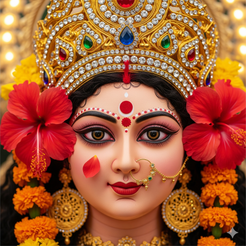 Durga Maa Face Transparent PNG Free Download | HD Devi Maa PNG for Navratri – VistaPNG