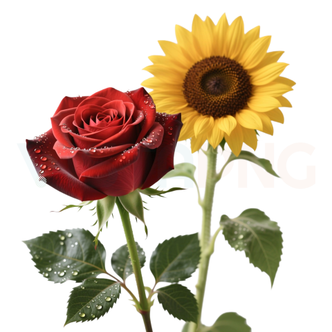 Rose & Sunflower Free Transparent Image Download