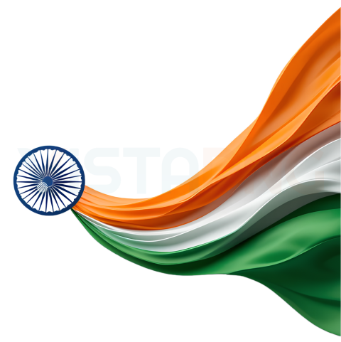 15 August Indian Flag Wave with Ashoka Chakra PNG Transparent Background Free Download