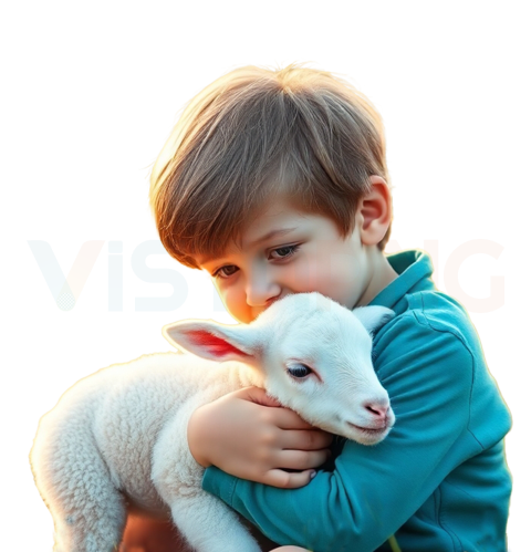 A Cute Baby Holding Goat PNG Transparent Image