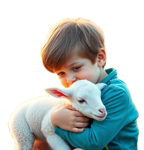 A Cute Baby Holding Goat PNG Transparent Image